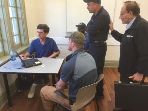 At the Heatload Workshop in April, Kenny Ripberger demonstrates the use of computerized heatload programs for contractors and a City official.